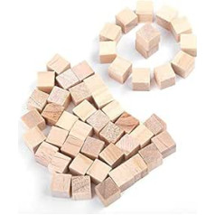 FTVOGUE Pack of 50 10 mm Wooden Cubes Unfinished Natural Square Wooden Blocks for DIY Crafts Handmade Woodcrafts Children's Toy Home Decor