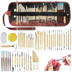 46 Pieces Pottery Tool Set Modelling Tool Polymer Clay Tool Sculpting Modelling Tool Polymer Clay Tools with Storage Bag for Model Making, Jewellery Making, Potters