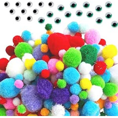 EPIQUEONE Bulk Craft Accessories for Children - Artist Supplies for Children, Classroom, Large Selection of Craft Materials for School Projects, DIY Activities, 2100 Pieces Multicoloured Pompoms Set