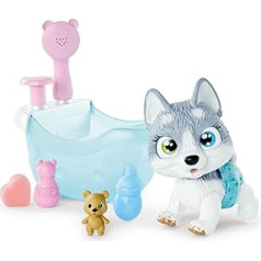 Simba Pamper Petz Husky 105953560 ar vannu, ar sūkņa funkciju, dzeramā pudele, putu pudele, ūdens šļirce, 25 cm rotaļu suns, no 3 gadiem