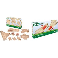 BRIO World 33307 Rail and Switch Assortment - 11 Turnouts Made of Beech Wood for the BRIO Wooden Railway - Recommended for Children from 3 Years & Railway 33344 - Mech. Switch Pair (L1/M1)