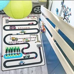 TAPITOM® bērnu dizaineru ielas sega - 130 x 200 cm | Circuit Play Mat | Bērnudārza paklājiņš mazo automašīnu ceļam | Neslīdoša apakšmala | CE standarti