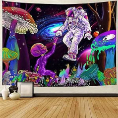 FENDROM Black Light Astronaut Tapestry Alien Mushroom Galaxy Universe Planet Glow in the Dark Wall Hanging for Men Boys Teens Cool Poster Room Decor