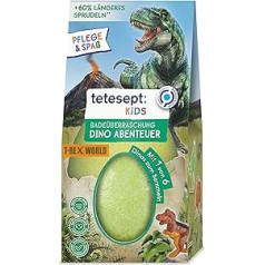 tetesept Kids Bath Surprise Dino Adventures - burbuļbumba vannai ar augļu laima aromātu un kolekcionējamu Dino figūriņu - Dino Strong vannas prieki un zaļš ūdens - 6 x 188 g