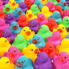 228 gabalu mini pīles, krāsainas gumijas pīles, vannas rotaļlietas bērniem, peldošas un čīkstošas, mazas krāsainas pīles, vannas rotaļlietas, lielapjoma mini gumijas pīļu rotaļlietas
