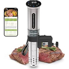 KitchenBoss Sous Vide Stick plīts: 1100 W precīza plīts Wi-Fi Sous Vide Stick lietotnes kontrole Sous Vide stieņa cirkulācija 40℃-90℃ IPX7 ūdensizturīgs LED skārienjutīgs displejs, īpaši kluss niršanas cirkulators