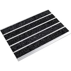 Floordirekt Stainless Steel Mat, Select Mat Ribbed, Textile Fibre Stripes, Dirt Trapper Mat for Indoor and Outdoor Use, Doormat with Coarse Fibres (42 x 60 cm)