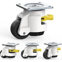 4 Pieces Heavy Duty Castors with Ratchet Handle Design for Workbench 50mm Swivel Castors TD60 Industrial Castors Furniture Castors Load Capacity 1000kg