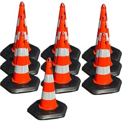 UvV-ECO Traffic Cones, Warning Cones with Screw Eye and Chain Opening PVC 50 cm 2.5 kg Heavy Reflective (Partially Reflective RA2 and Eyelet) Pack of 10