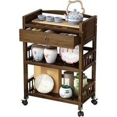 JIAYING Standregal Modernes Bücherregal-Utility-Speicher-Regal-Rack, Küchenregal-lagerung Rolling Utility Cart, Für Küche Waschküche Wohnzimmer, Einfach Zu Bewegen(Size:52×30×80CM,Color: Brown)