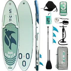 FunWater Aufblasbares Stand Up Paddle Board Surfbrett SUP Komplettes Paddleboard Zubehör Verstellbares Paddel, Pumpe, ISUP Reiserucksack, Leine, wasserdichte Tasche, Erwachsene Paddelboard