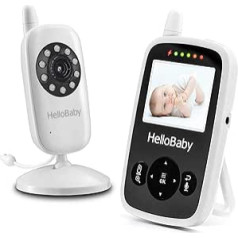 HelloBaby Video Baby Monitor, 2.4 Inch Baby Monitor with Camera Video, 2.4 GHz Wireless Video Baby Monitor with Digital Camera, Night Vision Temperature Monitoring, White