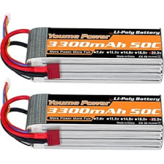 Youme Power 22,2 V LiPo akumulators 3300 mAh, Lipo 6S akumulators 50C Deans T spraudnis RC lidmašīnai RC helikopteram RC kvadrokoptera drona automašīnas kravas laivas modelis (2 iepakojumi)