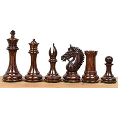 RoyalChessMall — 4,2 collu reta amerikāņu Staunton luksusa šaha komplekts — trīskāršs svērtais rožkoks