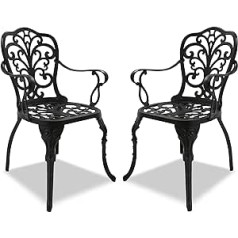 Centurion Supports Bangui Cast Aluminium Garden Chairs with Armrests - Set of 2 - Black