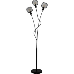 EGLO Wrington 1 stāvlampa, 3 spuldžu grīdas lampa, vintage, rūpnieciska, retro, grīdas lampa izgatavota no tērauda, dzīvojamās istabas lampa melnā krāsā, lampa ar pakāpiena slēdzi, E14 ligzda
