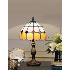 8 collu galda lampa Tiffany stilā, vintage galda lampa, ar rokām darināta galda lampa ar vitrāžu abažūru, guļamistabas naktslampa, mācību galda lampa, biroja galda lampa (krāsa: oranža dzeltena-2)