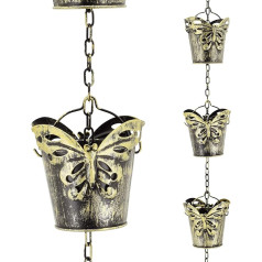 Arcadia Garden Products RC02 Butterfly Bucket Rain Chain Antique Yellow