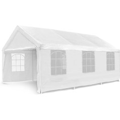Augstas kvalitātes telts ballīšu telts lapene 4 x 6 m, balta ar sānu paneļiem dārzam kā nojume Brezents Ūdensizturīgs PE jumts 180 g/m² Tērauda caurules
