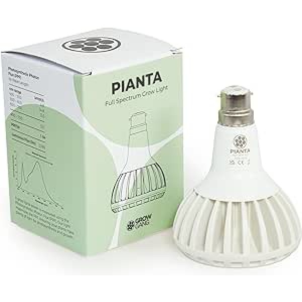 Pianta 18W Full Spectrum LED Grow Light for Indoor Plants - Plant Grow Bulb, Indoor Grow Light for Growing Succulents Herbs & Cactus, Germination of Seedlings, E27, B22, PPF μmol/s 33.1 (White, B22)