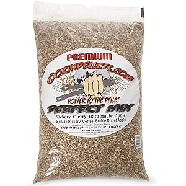 CookinPellets Premium Perfect Mix BBQ Räucherholz Pellets Hickory, Kirsche, Harter Ahorn, Apfelholz Räucherholz Pellets für BBQ Räuchergrills, 18 Kilogramm Beutel - CPPM18kg