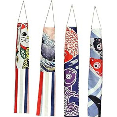 ABOOFAN 4 gab. Karpu straumi Japānas dekoru karogi āra karogi Zivju karogs Zivis vējčūskas Varavīksnes zivs vējzivis japāņu restorāna karogs āra vējziķis karājas vējzieķis dzīvnieks