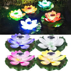 jindaaudio Pack of 4 Floating Lotus Lights, LED Waterproof Solar Floating Flowers, Colour Changing Multicoloured Pond Lights, Lawn Lights, Pool Lights (Colour)