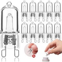 G9 spuldze 10 gab. 40 W 230 V 2900 K 480 LM Aptumšojama silti balta G9 halogēna spuldze G9 kapsulas spuldze cepeškrāsns lampai, griestu apgaismojumam, ainavas apgaismojumam, sienas apgaismojumam, skapja apgaismojumam un citam