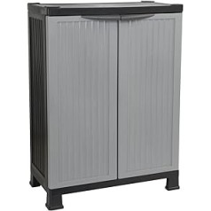 Orion91 - Resin Cabinet Indoor Outdoor Garden Patio 1 Shelf 2 Door 30kg Maximum Load 39 x 68 x 92 cm Colour Grey or Black