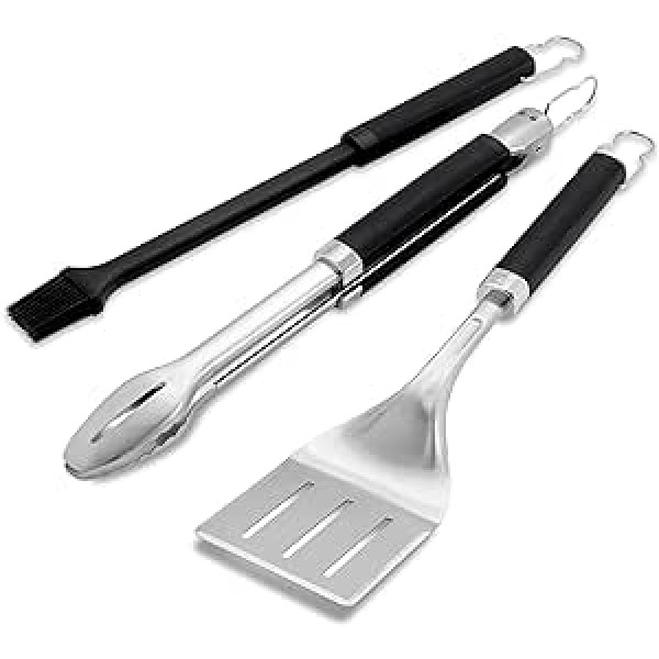 Weber 6772 Precision 3-Piece Grilling Tool Set, Black/Silver