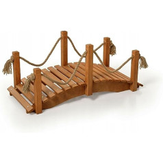 123 Wooden Garden Bridge Pond Bridge with Railing 100 cm x 45 cm