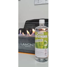 LAMONT Bio Ethanol 6 x 1 litra pudeles, augstas kvalitātes bioetanols etanolam kamīna galds uguns Dekoratīvs Fire Bio etanola grīdas kamīns iekštelpām ārā Pārbaudīta kvalitatīva ilgtspējīga ražošana