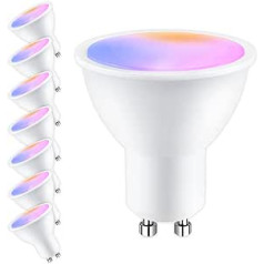 ANTELA Alexa Light Bulb Gu10 5 W LED WiFi viedā RGB spuldzes lampa, silti balta (2700 K) vēsi balta (6500 K), lietotņu vadība saderīga ar Google Home, Alexa, 8 gab.