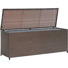 vidaXL Aufbewahrungstruhe Poly Rattan Braun Auflagenbox Gartentruhe Kissenbox