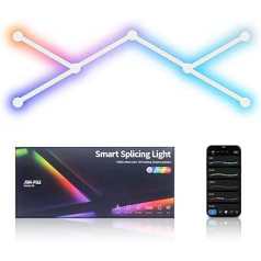 KIYTARBOO WiFi sienas gaismeklis 6 viedās LED RGB gaismas sloksnes sienas gaismeklis ar 44 dinamiskām ainām 16 miljoniem krāsu režīmu Mūzikas ritms ar Alexa/Google Assistant for Gaming Party Club Bar Home White