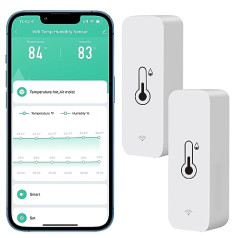 Comboss WiFi Hygrometer Thermometer Sensor, Wireless Temperature and Humidity Sensor for Indoor and Outdoor Use with Remote App Notification Alarm, Works with Tuya App (2-Pack)