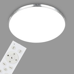 BRILONER Leuchten 3679-118 LED Bathroom Ceiling Light, Glitter Effect, RGB Bathroom Lamp, IP44 LED Bathroom Lamp, Colour Temperature Adjustable, Chrome, 455 x 75 mm (DxH), Chrome