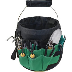 Green Garden Tools Organizer 1.8L Bucket Tool Kit Storage Organizer with Handle Garden 42 Pockets Tools Management Bucket Boss Tools Organizer (Tools Not Included)