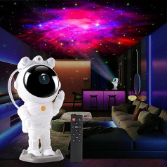 LED Sternenhimmel projektors, astronautu zvaigžņu projektors Spaceman Galaxy Nachtlicht, Planetārija projektors ar taimeri, Fernbedienung, Schlafzimmer Deckenprojekton Lampe, Geschenk für Kinder und Erwachsene