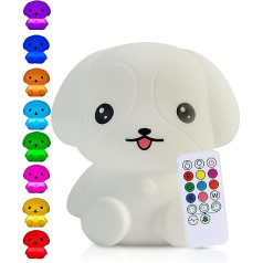 Kadoing Puppy Night Light (liela) - ar pieskārienu un tālvadības pulti - Uzlādējams - Mazulim - Bērnu duša - Mazuļu istaba - Bērni - Bērnu dzimšanas diena - Bērnudārzs - Bērnu rotaļlieta - LED naktslampa