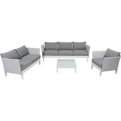 Greemotion Memphis Lounge Set 4-Piece Aluminium Lounge Set for Indoor and Outdoor Use Lounge Furniture with Reclining Function Grey / White