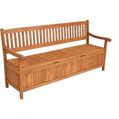 DEGAMO Montego XXL Chest Bench, 180 cm, 4-Seater, Oiled Eucalyptus Wood, Large Storage Compartment