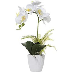 Olrla 41 cm balta mākslīgā orhideja, viltus Phalaenopsis ar keramikas vāzi, kāzas, dārzs, interjers (balts 1 kāts)