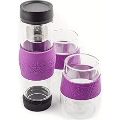 Franquihogar Tea Infuser termosa kolba ar nerūsējošā tērauda ūdens filtru + 2 tases | 500ml Tēja | Noplūdes necaurlaidīgs dizains | Bez BPA | Inovatīva pretzaudējumu sistēma