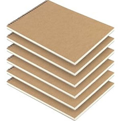 Japet A4 Spiral Sketchbook - 30 Sheets/60 Pages of 160gsm Paper Sketchbook Hardback Cover (Pack of 6)