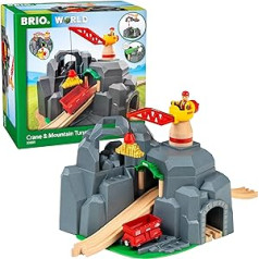 Brio World 33889 lielā zelta raktuves ar skaņas tuneli — dzelzceļa piederumi Brio koka vilcienam — rotaļlieta maziem bērniem ar efektiem, ieteicama bērniem no 3 gadiem+