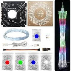 iCubeSmart Led Canton Tower modeļa DIY elektroniskais komplekts, LED kuba modeļa roku darbs lodēšanas projekta komplekts, 64 LED apļi, augstums 1 metrs (GZT-64)