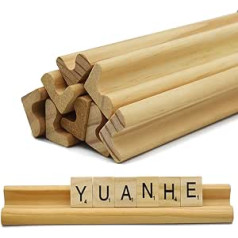 Yuanhe Pack of 8 Wooden Scrabble Tile Holders Letter Replacement Racks Word Tray for Crafts and Play Stand