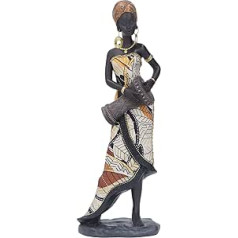 Pilipane African Drum Statue,Musician Statues and Sculptures African Art Tribal Women Statue Shelf Figurines Creative Vintage Gift Craft Dolls Ornaments
