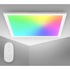 BKLicht LED panelis, pilnībā regulējama krāsu temperatūra, 450 x 450 x 42 mm, 7 krāsas RGB, regulējams, īpaši plakans griestu apgaismojums, tālvadības pults